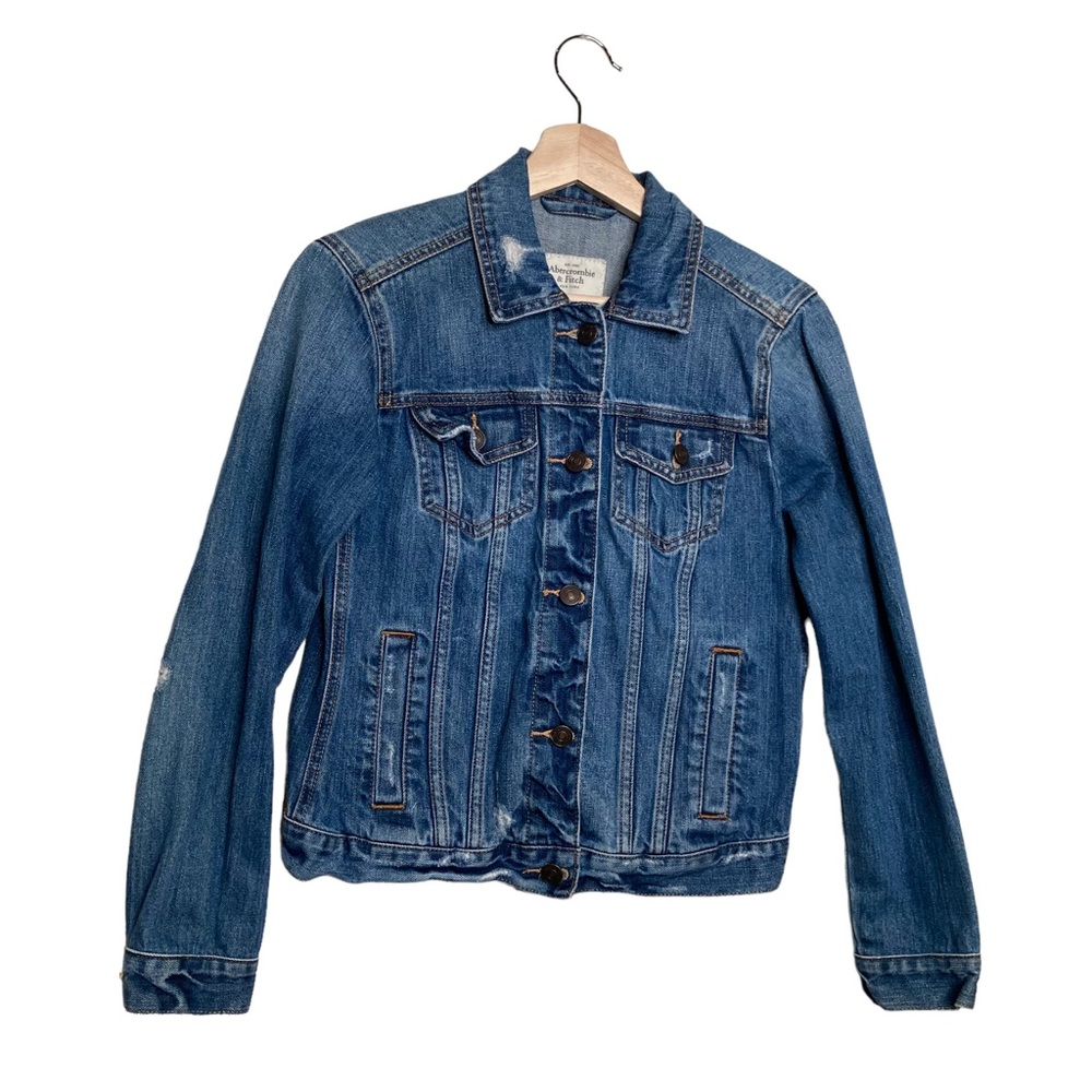 ABERCROMBIE & FITCH Classic Distressed Denim Jacket Size Small